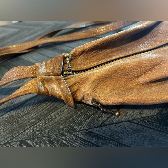 Vintage Karen Gunna Leather Light Camel Brown Rucksack Backpack made in Canada - Picture 6 of 13